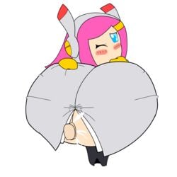 blue_eyes blush clothed clothed_paizuri cum cum_under_clothes expandingthoughts kirby_(series) kirby_planet_robobot large_breasts paizuri paizuri_under_clothes pink_hair susanna_patrya_haltmann susie_(kirby)