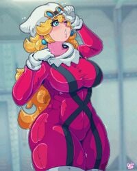 benbeau big_breasts disguise mario_(series) nervous nintendo obscured_face paper_mario paper_mario:_the_thousand-year_door princess_peach sweat thick_thighs wide_hips x-naut