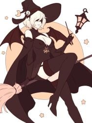 halloween_costume large_breasts nier:_automata truejekart witch_hat yorha_2b