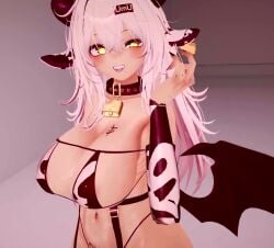 1girls 3d animal_ears animated artsyvrc big_breasts bra breast_slap breasts cow_ears horns looking_around looking_at_viewer panties pubic_tattoo slapping_breasts standing succubus succubus_tattoo tummy video virtual_youtuber vrchat vtuber white_hair wings womb_tattoo