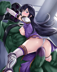 ass ayra_(fire_emblem) black_eyes black_hair blush breasts breasts_out censored clenched_teeth clothed_sex clothing deep_rising defeated faceless_(fire_emblem) female fire_emblem fire_emblem:_genealogy_of_the_holy_war hetero interspecies long_hair male medium_breasts monster nintendo panties panties_aside penetration penis rape restrained size_difference straight tears thor_(deep_rising) torn_clothes underwear vaginal_penetration white_panties