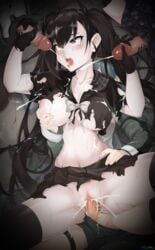 barcode black_hair breasts censored clothed_sex cum cum_in_mouth cum_in_pussy cum_inside female gangbang girls'_frontline handjob kim_da-yoon long_hair male open_mouth ouroboros_(girls'_frontline) penis philipposter pussy sangvis_ferri sex spread_legs torn_clothes vaginal_penetration