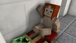 1boy 1girls 3d armourstend creeper cubic_breasts female footjob home horny_female mine-imator minecraft minecraft:_story_mode netheregions nude_female petra_(mcsm) sex_toy