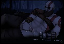 bara cum erection god_of_war human kratos male male_only masturbation penis shadowglove solo yaoi