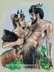 2boys abs anal anal_sex balls ballsack beard black_fur black_hair body_hair boner brown_fur brown_hair duo erect_nipples erection eye_contact facial_hair foreskin gay hair_grab hairy_chest hairy_male handjob happy_sex holding_penis horns humanoid humanoid_penis intact male male/male male_nipples male_only male_penetrating_male male_pubic_hair manly masculine nude_male penis penis_grab pleasure_face pointy_ears retracted_foreskin satyr scottysdrawings scrotum sideburns sitting_on_penis smooth_penis spread_legs testicles uncut yaoi