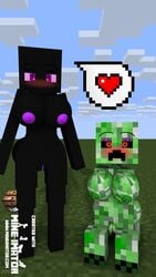 2girls 3d big_breasts creeper curse enderman enderwoman mine-imator minecraft model monster_girl monsters tagme