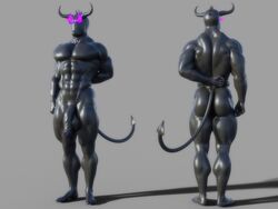 3d balls bara big_balls big_penis black_skin bonerdvoideater demon faceless faceless_male horns incubus kreutz_munere male male_focus male_only muscles muscular_male no_humans nude nude_male penis purple_eyes solo tail veiny_penis