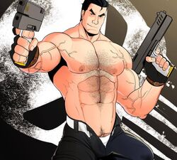 1boy artist_request frank_castle gun male male_only marvel marvel_comics muscle punisher shirtless solo