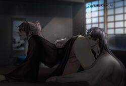 bishonen black_hanfu blindfold eating_ass erection gay gay_sex hanfu long_hair_male male_only mo_dao_zu_shi penis pokkuchan2 stolen_art white_hanfu xiao_xingchen xue_yang yaoi