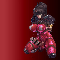 1futa balls balls_in_bodysuit big_breasts bimbo bondage breast_milk breasts censored cleavage dickgirl erection futa_only futanari intersex kunoichi lactation large_breasts mikoyan open_toe_shoes penis restrained solo soul_calibur taki testicles