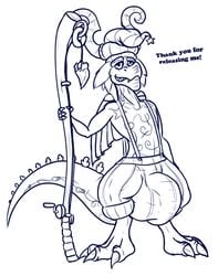 baruti black_and_white bulge clothing dragon fisherman hat male male_focus pants scalie solo spyro spyro_the_dragon video_games