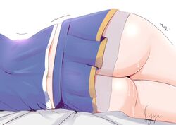 1girls after_sex aqua_(konosuba) ass ass_focus barefoot bed_sheet cum cum_on_ass cumdrip downscaled faceless_female female female_only frilled_skirt frills kono_subarashii_sekai_ni_shukufuku_wo! lying miniskirt no_panties on_bed on_side pleated_skirt resized signature skirt solo solo_focus source_request syyndev trembling white_background white_skin