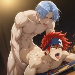 ahe_gao ai_generated anal animated ass_focus comfyui cum_drip drooling from_behind gay intense_sex langa_hasegawa male male/male muscular muscular_male oiled reki_kyan shiny_skin sk8_the_infinity stable_diffusion sweat tagme tongue_out video