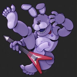 action_pose animatronic anthro big_penis bonnie_(fnaf) feet five_nights_at_freddy's foreskin genitals guitar half-erect hi_res huge_penis lagomorph leporid machine male mammal musical_instrument penis plucked_string_instrument pose purple_body purple_skin rabbit ravuer robot scottgames simple_background slightly_chubby slightly_chubby_male small_eyes smile solo string_instrument thick_penis