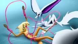 abstract_background all_the_way_through anal animal_genitalia ball_ring balls big_ears blue_background blue_eyes bodily_fluids canid canine canine_genitalia deity digital_media_(artwork) digital_painting_(artwork) divine_longkat domestic_cat duo erection ethereal felid feline felis fellatio feral fox fur genitals gold_(metal) green_eyes hair hi_res knot knotted_penis ksyker_ringola l0veblood long_ears long_legs long_tail long_tongue lying male male/male male_penetrated male_penetrating mammal multi_nipple nipples nude on_back on_ground open_mouth oral orange_body orange_fur painting_(artwork) pawpads penetration penile penis quadruped restrained_by_tongue scarf sex sharp_teeth simple_background smile spyer_fox tail tan_body tan_fur teeth threaded_by_tongue tongue tongue_out tongue_penetration white_body white_fur