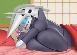 1girls 2026 aggron anthro areola bed big_breasts breasts claws creatiffy digital_media_(artwork) english_text eyelashes female female_anthro female_only flower furniture generation_3_pokemon grey_areola grey_nipples hi_res horn huge_breasts inside looking_at_viewer nintendo nipples nude open_mouth pillow plant pokemon pokemon_(species) solo teeth text tongue vein veiny_breasts