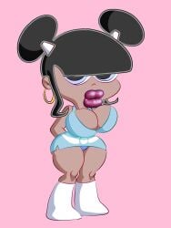 bimbo bimbo_body bimbo_lips bimbofication bimbofied black_hair earings female_only lola_mbola maxtlat robotboy short_hair solo solo_female tagme