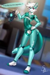 andromorph anthro ear_piercing gas_mask genitals hi_res intersex joints machine male mask nariikhan piercing robot robot_anthro robotic robotization solo thing translucent translucent_body translucent_tail vulva