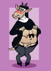 2026 2_horns accessory anthro areola bashful belly big_breasts big_butt big_nipples biped black_clothing black_dress blush blush_lines bovid breasts butt caprine clothed clothing clothing_lift colored digital_drawing_(artwork) digital_media_(artwork) digitigrade dress dress_lift ducdevinny elderly elderly_anthro elderly_female erect_nipples female flashing flashing_pussy fripping garter garter_straps genitals goat habit headgear headwear horn huge_hips huge_thighs humanoid_genitalia legwear lingerie looking_away mammal mildred_lee_(grannybase) navel nipples nun nun_habit nun_outfit overweight overweight_anthro overweight_female plump_labia puffy_areola puffy_nipples religious_clothing shaded shy simple_background smile standing stockings tan_body tan_skin thick_thighs thigh_highs toony vulva wide_hips