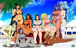 6+girls 9girls animal_ears artist_name ass barefoot bikini black_hair breasts bubble_ass bubble_butt cleavage closed_mouth crossover darkstalkers dc_comics earrings eastern_and_western_character feet felicia_(darkstalkers) female female_only heavy_metal_2000 huge_breasts jadenkaiba julie_hm2k kim_possible large_breasts long_hair looking_at_viewer lying medium_breasts mihoshi_kuramitsu milf multiple_crossover multiple_females multiple_girls navel nico_robin on_stomach one_piece outdoors pale_skin patreon_username raven_(dc) sailor_moon setsuna_meiou shego short_hair sitting smile soles standing stripperella stripperella_(character) swimsuit tail teen_titans tenchi_muyo! toes underboob very_long_hair voluptuous voluptuous_female watermark web_address