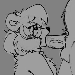 1boy1girl animated anonymous_male bear blush blushing deepthroat fellatio furry grey_background heart ilana_ruxpin loop milf mommy oral oral_sex saliva sucking_dick sucking_penis teddy_ruxpin uncolored veiny_penis