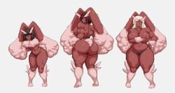 3girls anthro anthro_female ass battle_scars big_ass big_breasts black_hair black_panties blue_eyes breasts brown_eyes brown_fur brown_hair cigarette cigarette_in_mouth cigarette_smoke earrings fat_ass faust_(limbus_company) female female_only furry furry_female huge_breasts limbus_company littleteze lopunny multiple_girls navel outis_(limbus_company) panties pierced_ears pokemon pokemon_(species) pokemon_dppt project_moon ryoshu_(limbus_company) scar scars thick_thighs thighs white_fur white_hair