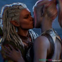 2girls ai_generated animated baldur's_gate_3 beach clothed_sex edited girls_only google_gemini grok grok_imagine interspecies jaheira kissing light-skinned_female mikey-rg97 moonlight night nym_orlith passionate_kiss purple_skin sound tagme video yuri