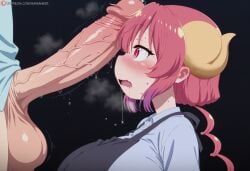 1boy 1girl absurd_res absurdres ai_generated apron bedroom before_oral before_sex big_breasts big_penis blush blushing breasts_bigger_than_head cock dragon female female_focus hentai hetero heterosexual hi_res high_quality high_resolution highres horns horny hot ilulu_(dragon_maid) inverted_nipples kobayashi-san_chi_no_maidragon looking_at_penis looking_pleasured looking_up maid maidragon massive_penis miss_kobayashi's_dragon_maid multicolored_hair nervous nervous_face open_mouth penis_on_face perfect_body pink_hair pov purple_hair room sawahebi voluptuous voluptuous_female white_body