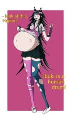 1girls black_hair black_hair_female busty busty_female danganronpa danganronpa_2:_goodbye_despair enjoying_pregnancy female female_only fetal_movement hyper_pregnancy kicking_(pregnancy) mioda_ibuki multicolored_hair pink_eyes pink_eyes_female pregnant pregnant_belly pregnant_female punk punk_girl solo solo_female sticking_out_tongue sticking_tongue_out talking_to_offscreen