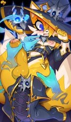 aged_up anthro balls big_penis blue_eyes blush canid canine clothing disembodied_hand erection femboy foreskin fox fur genitals handjob hard_on hat headgear headwear hi_res humanoid_genitalia humanoid_penis jerkingoff_another krokobyaka male mammal masturbating_other masturbation miles_prower miles_tails_prower nipples penis precum sega sonic_(series) sonic_the_hedgehog_(series) surprised tails tails_the_fox white_body white_fur witch_hat yellow_body yellow_fur