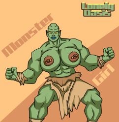 2025 5_fingers abs abstract_background ankle_wraps areola arms_bent artist_name bald barbell_piercing big_areola big_breasts big_muscles big_nipples biped black_eyes blue_lips bottomwear breasts brown_text camel_toe character_name clothed clothing collarbone colored_fingernails colored_nails crossgender digital_drawing_(artwork) digital_media_(artwork) eyelashes female fingernails fingers fist front_view green_body green_breasts green_ears green_fingernails green_nails green_nose green_skin huge_areola humanoid humanoid_pointy_ears image_comics invincible_(image_comics) iris light_areola light_body light_nipples light_skin lips loincloth lonelyoasis looking_at_viewer monster_girl_(invincible) mouth_closed mtf_crossgender multicolored_bottomwear multicolored_clothing multicolored_loincloth muscular muscular_arms muscular_female muscular_humanoid muscular_legs nails nipple_piercing nipples no_pupils not_furry orc piercing pink_areola pink_nipples pointy_ears portrait pose puffy_areola puffy_nipples solo standing tan_text text thick_lips thick_neck three-quarter_portrait topless topless_female topless_humanoid two_tone_bottomwear two_tone_clothing two_tone_loincloth wraps wrist_wraps yellow_sclera