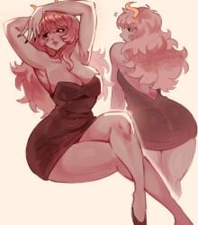 1girls ass big_ass boku_no_hero_academia dress female female_focus female_only large_ass long_hair mina_ashido mina_ashido_time-skip my_hero_academia my_hero_academia_(finale) pink_body pink_hair post-timeskip solo thick_thighs thighs wide_hips widisu