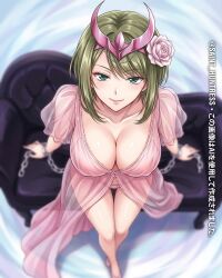 babydoll babydoll_lingerie big_boobs big_breasts big_tits brown_hair busty busty_female busty_girl curvy curvy_body curvy_female curvy_figure green_eyes pink_babydoll saint_mariya saint_seiya sheer sheer_clothing thick thick_thighs thong