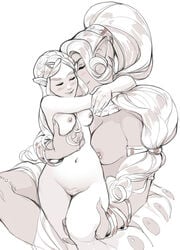 2girls arms_around_neck bangle bangs blush bracelet breast_grab breasts breath_of_the_wild closed_eyes curvy dark_skin gerudo grabbing groping hair_ornament hairclip height_difference high_ponytail hug interracial jewelry large_breasts lesbian long_hair mike_nesbitt multiple_girls navel nintendo nipple_bar nipple_piercing nude parted_bangs piercing pointy_ears princess_zelda pubic_hair size_difference small_breasts teenager the_legend_of_zelda the_legend_of_zelda:_breath_of_the_wild urbosa vashperado wholesome yuri zelda_(breath_of_the_wild)