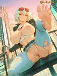1girl 2026 ai_generated anime barefoot big_boobs big_breasts big_chest big_tits boobs breasts bust busty chest date_a_live erect_nipples fansly feet feet_fetish foot_fetish foot_focus frytime genitals hard_nipples highres large_breasts looking_at_viewer navel nipples pussy slit solo tight_pussy tits tobiichi_origami toenails toes vagina wet_pussy