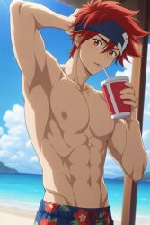 ahe_gao ai_generated anal animated ass_focus comfyui cum_drip drooling from_behind gay intense_sex male male/male muscular muscular_male oiled reki_kyan shiny_skin sk8_the_infinity stable_diffusion sweat tagme tongue_out video
