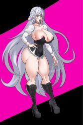 1girls annon areola areola_peek areolae areolae_peeking big_areola big_areolae big_ass big_breasts big_butt big_lips bimbo bimbo_body bimbo_lips bimbofied black_boots black_choker black_dress boots bottomless bottomless_female bubble_ass bubble_butt choker cleavage clothed clothed_female clothing dress earrings eyeshadow female female_only full_lips grey_eyes heeled_boots high_heel_boots high_heels kotone_montagne light-skinned_female light_skin light_skinned_female lipstick long_boots long_hair long_nails loose_sleeves makeup megami_tensei nail_polish nipple_bulge no_panties persona persona_5 persona_5:_the_phantom_x platform_heels plump_lips pussy round_ass round_butt silver_eyeshadow silver_hair silver_lips silver_lipstick silver_nail_polish silver_nails solo solo_female