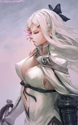 1girls artist_name big_breasts breasts cleavage clothing cutesexyrobutts drag-on_dragoon drag-on_dragoon_3 drakengard drakengard_3 female female_only flower hair hair_ornament half-closed_eyes long_hair nipple_bulge solo video_games watermark white_hair zero_(drag-on_dragoon) zero_(drakengard)