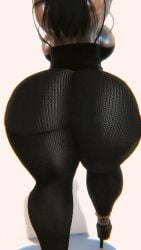 arms_up ass ass_jiggle black_hair bouncing_ass bouncing_breasts curvy fat_ass fossilba high_heels huge_ass huge_breasts long_hair massive_ass mp4 music simple_background tagme tight_pants video walking white_background wide_hips