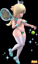 1girls big_ass big_breasts bikini female hi_res mario_tennis navel official_style princess_rosalina projectwetroid rosalina solo sparkles super_mario_galaxy thick_thighs thighhighs thong