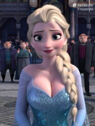 ai_generated big_breasts breasts cleavage disney disney_princess dress elsa_(frozen) frozen_(film) sexy