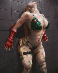 big_breasts bikini cammy_white muscular_female muscular_thighs no_sex posing shower street_fighter