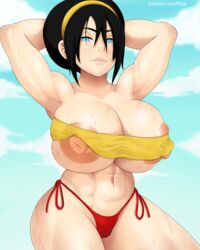 1girls abs aged_up alternate_breast_size areolae armpits arms_behind_head arms_up ass avatar_the_last_airbender barefoot belly big_ass big_breasts big_nipples bikini black_hair blind blue_eyes breasts breasts_bigger_than_head bursting_breasts busty cleavage cleavage_overflow clothing earth_kingdom erect_nipples erect_nipples_under_clothes eye_contact female female_only grin hair hairband half-closed_eyes hands_behind_head hourglass_figure huge_ass huge_breasts huge_nipples human large_areolae large_ass large_breasts looking_at_viewer midriff muscular muscular_female navel nickelodeon nipple_slip nipples pose posing puffy_nipples sexy_armpits short_hair smile solo straight_hair swimsuit text thick_thighs toph_bei_fong ttrop underboob url watermark wet wide_hips