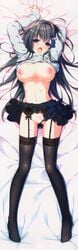 breasts dakimakura female female_only nipples no_bra nopan shirt_lift shitoron_no_mori skirt_lift stockings sweater thighhighs yuzuna_hiyo