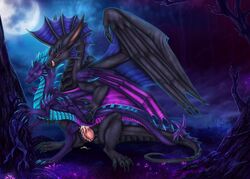 2018 blue_pussy cum cum_in_pussy cum_inside detailed_background dragon duo female feral from_behind_position hi_res male membranous_wings moon night penetration purple_eyes pussy red_eyes scalie selianth sex straight vaginal_penetration western_dragon wings