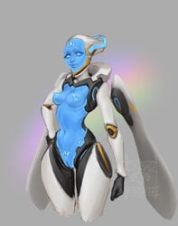 2018 2d blizzard_entertainment blue_pussy blue_skin breasts echo_(overwatch) eromangaka female living_machine machine nipples nude omnic overwatch overwatch_2 pussy robot video_games