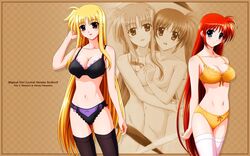 fate_testarossa lyrical_nanoha nanoha_takamachi thighhighs yuri