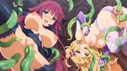 2girls anal aqua_eyes arisa_moegihara ass blonde_hair blush breasts game_cg green_eyes kaguya_setsuna long_hair multiple_girls nipples purple_hair pussy sakura_nova spread_legs tentacle torn_clothes uncensored wanaca wet winged_cloud