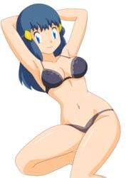 absurdres ass blue_eyes blue_hair censored dawn_(pokemon) female highres legs long_hair miniskirt nintendo no_panties photoshop pokemon skirt smile thighs vector_trace white_background