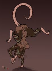 2018 anthro anus breasts brown_fur buckteeth female fur handstand mammal mongrelist multi_breast nipples pussy rat rodent simple_background solo spread_legs spreading teeth whiskers